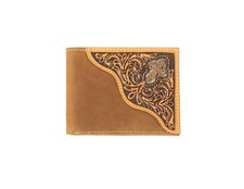 3D Western Wallet Mens Bifold Floral Embossed Overlay Brown D250011302
