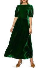 Christmas Dress Elegant Green Velvet Dress for Women Evening Wedding Formal