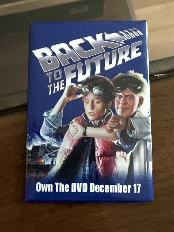 Back to the Future Pinback Button Promo “Own the DVD December 17” ©2002