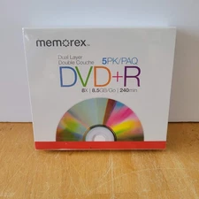 5-Pack Memorex DVD+R 8.5GB Dual-Layer Disks 5/Pkg
