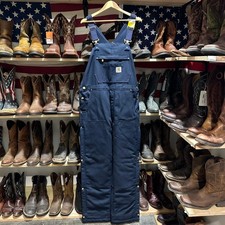 Carhartt Mens Medium Insulated Overalls Bibs Workwear Farm NEW Navy Blue Loose
