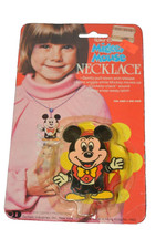 Vintage 1980's Walt Disney Plastic Mickey Mouse Necklace No 1562 NOS for Kids