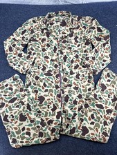 Vintage Duck Camo Coveralls Mens Large Multicolor Retro Hunting Jumpsuit 2 HOLES