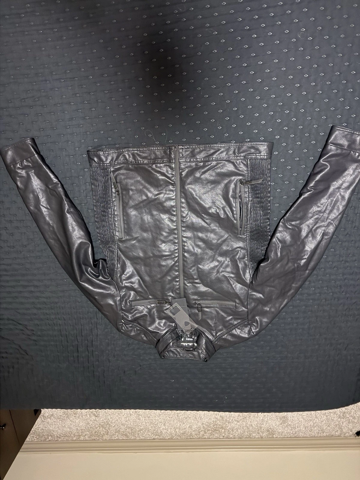 Fried Denim Men's Black Biker Jacket Zipped Pockets Band Collar Size L
