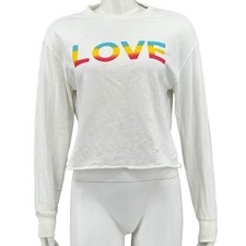 Spiritual Gangster Sweatshirt Womens XS White Love Rainbow Graphic Casual Lounge