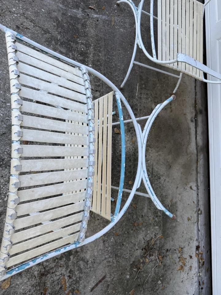Vintage Maisen Janson Mid Century Folding Aluminum Pool Lawn Chair Vinyl - Image 3 of 4