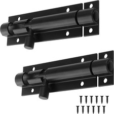 2 Pack 3 Barrel Bolt Lock Heavy Duty Slide Latch for Door Gate Shed Black