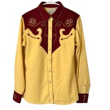 NWT Panhandle Slim Retro Western Pearl Snap Embroidered Shirt L