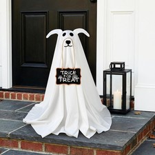 Halloween Ghost Dog Decorations Outdoor - 2.3 FT Light-Up Spooky Ghost Dog with