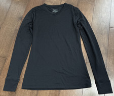 Cuddl Duds Womens S Chill Chasers Warm Layers Long Sleeve V-Neck Shirt Black