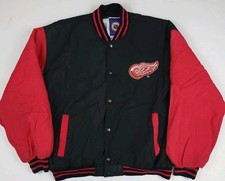 Vintage 90s Detroit Red Wings Competitor Snap Bomber Jacket Insulated NHL Worn