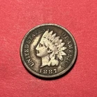(1) Beautiful Toned Antique 1887 Indian Head Cent/Penny VG-VERY GOOD
