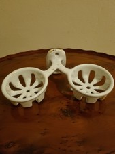 Vintage Wall Mounted Double Soap Dish Enamel Bathroom Holder Salvage