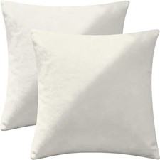 2 Pack 18x18 Pillow Cover Velvet 18" x 18" Pack of 2 Cream White Velvet