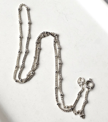 Vintage Italy 925 Sterling Silver Fancy Bead Chain Necklace 16''L - 3g