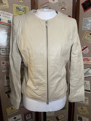 Wilson Leather Pelle Studio Jacket & Skirt 2 pc  Ivory Womens Lined M Vintage