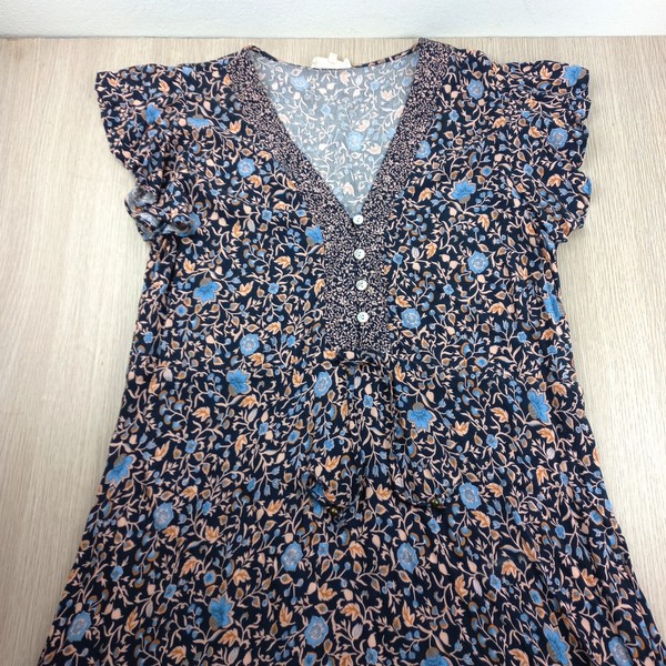 IRIS Maxi Dress Women's Size 18 Fit & Flare Flutter Sleeve Frilled Skirt Floral