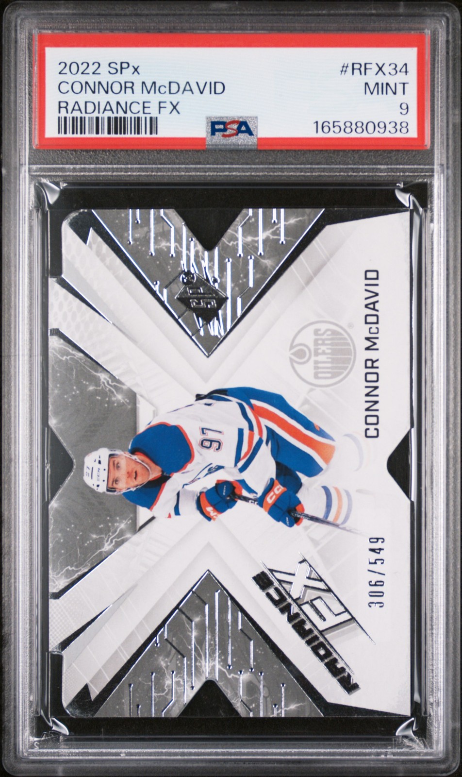 2022 UD SPX RADIANCE FX #RFX34 CONNOR MCDAVID 306/549 PSA 9