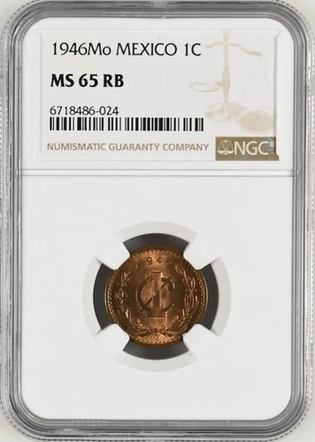 MEXICO 1 Centavo 1946-Mo NGC MS65 RB