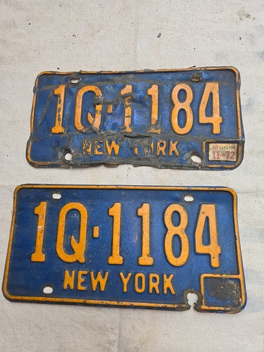 1972 New York Paar Nummernschild #1Q-1184