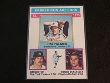 1976 Topps #202 JIM PALMER-JIM HUNTER-DENNIS ECKERSLEY RC ERA Leaders card!