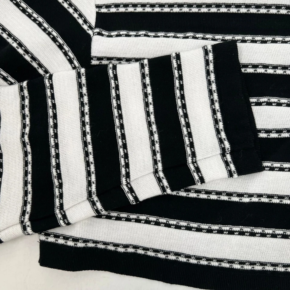 Balmain Black White Striped Button Cropped Sweater | Size M - Image 4 of 4