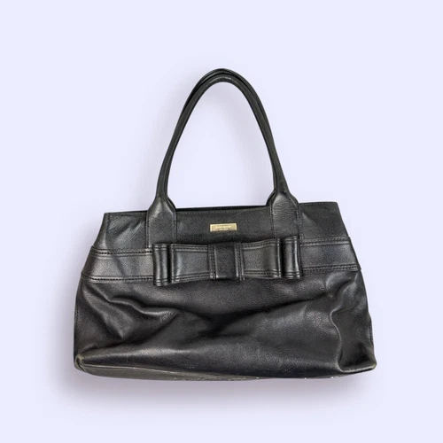 Borsa a mano Kate Spade Quinn Villabella Avenue in pelle nera grande fiocco