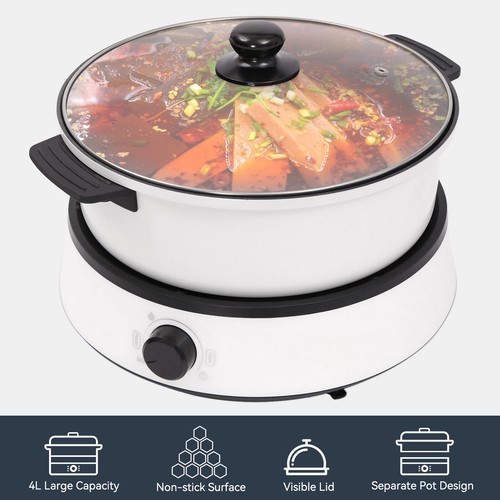 Electric Hot Pot Cooker, Shabu Shabu Hot Pot, Separate Design Multifunctional - Picture 6 of 26
