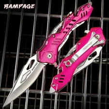 Rampage Pink Women's Ladies Spring Assisted Open Folding Pocket Tactical Knife