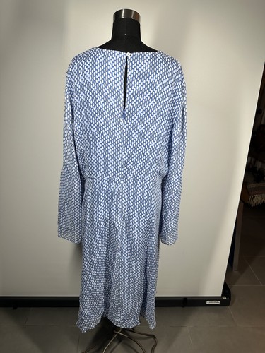 L.K. Bennett Abbie Silk Dress Bell Sleeve Fit & Flare Blue Size 16 - Picture 5 of 19