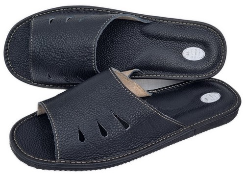 Hausschuhe Latschen Schlappen Pantolette Bequeme G.47 - Echt Leder *Schwarz* - Bild 2 von 13