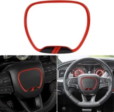 Auovo for Dodge Charger Challenger 2015-2023 Car Steering Wheel Trim Cover