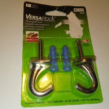 All purpose hook holds up to 20 lbs wood masonery drywall 2 pcs Made in Canada.