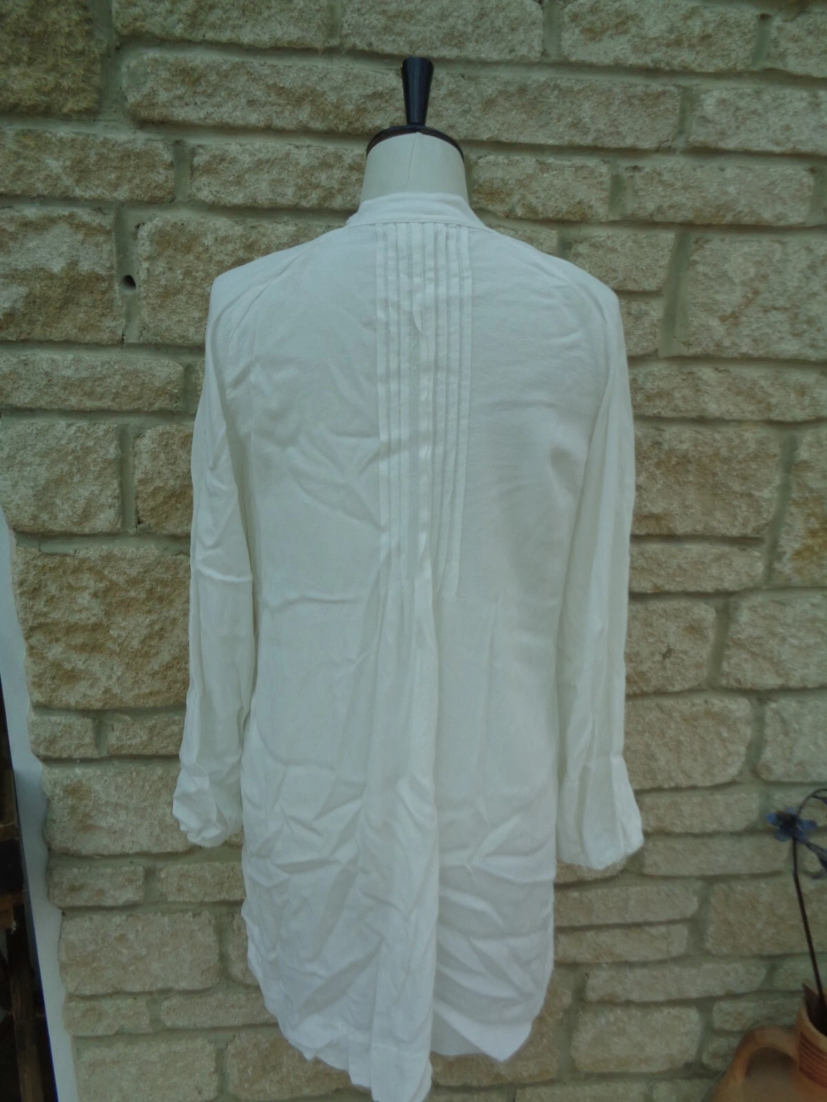OFF WHITE Abito tunica H&M bianco sporco viscosa plissettato eur 40 UK 12