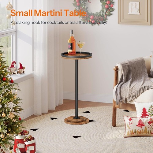 Side End Table Coffee Martini Table with Pedestal 11.8”L x 11.8”W x 25.6”H - Picture 5 of 9