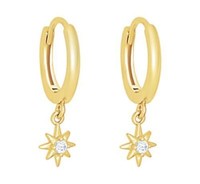 925 Sterling Silber \Iris\" Creolen Stern Zirkonia Edel Mond"