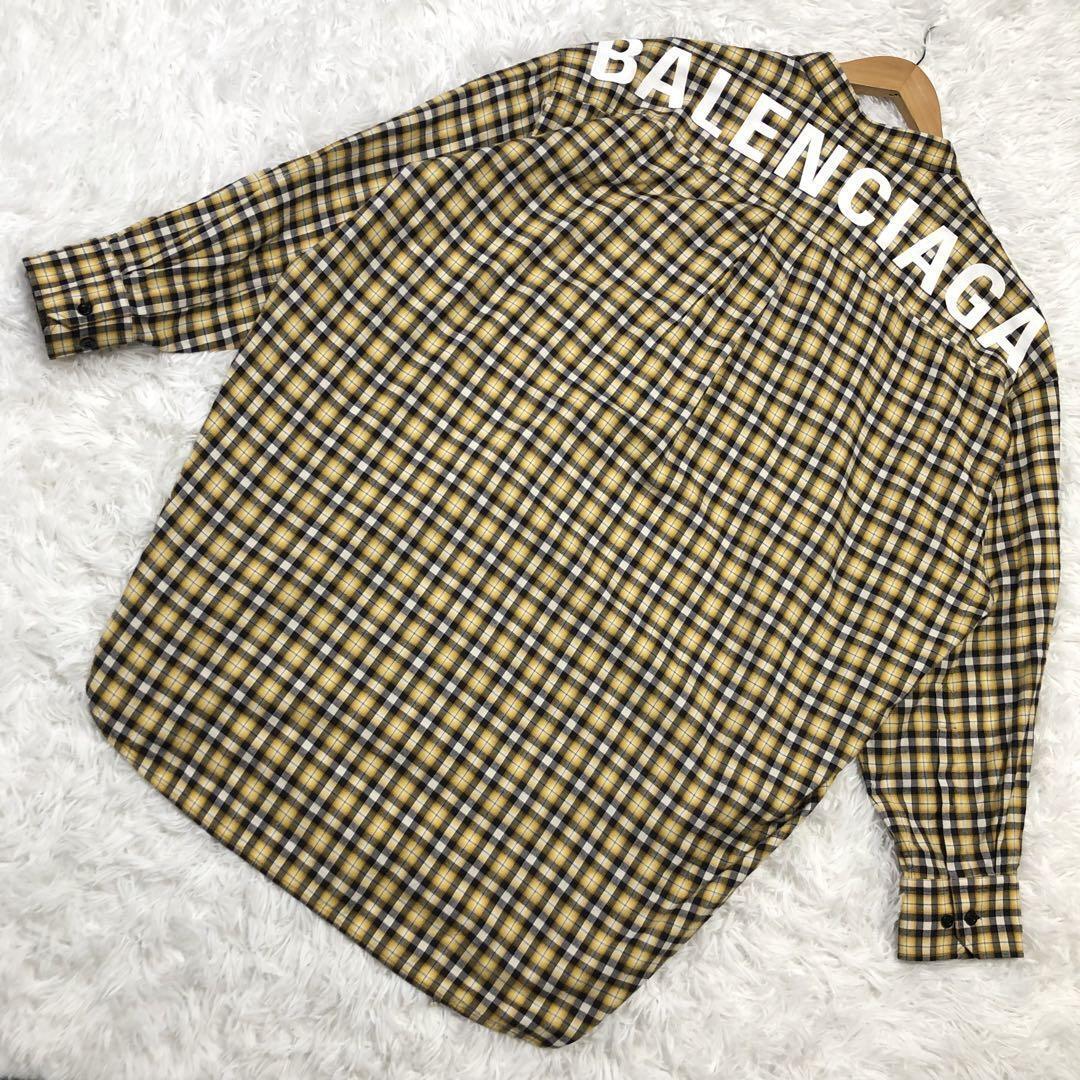 Balenciaga Bowtie Shirt Blouse Check Back Logo Yellow Size Balenciaga Bowtie Shirt Blouse Check Back Logo Yellow Size
