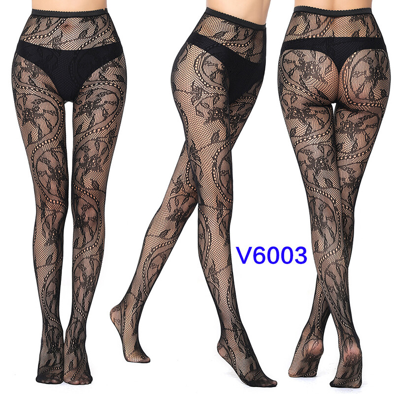 Socks Sexy Ladies Stockings Sheer Lace Tights Women Spandex Pantyhose Pattern-image