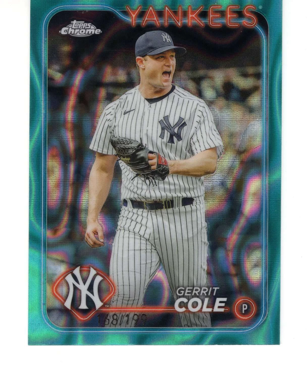 2024 Topps Chrome Gerrit Cole Aqua RayWave 168/199 #164 Yankees