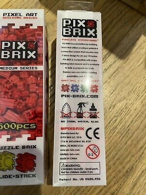 Pix Brix Pixel Art BUILD ANYTHING Bricks 500pcs X 3 - Dark RED lot Three  Sets