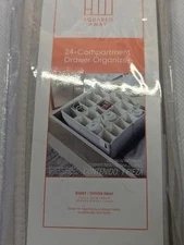 Squared Away 24-Compartment Drawer Organizer  EGRET/OYSTER GRAY 12x12x4.5 Inches