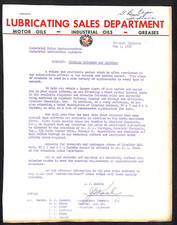 Sinclair Oils 1958 Letterhead + 3pp & "Sinclair Solvents Typical Tests Chart