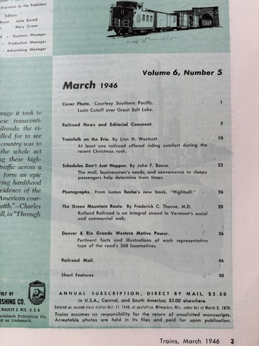 TRAINS Magazine July 1946 Vol. 6 No. 5 Vintage Railroads Green Mountain Route - Picture 3 of 7