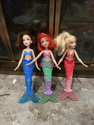 Disney Hasbro The Little Mermaids Barbie Dolls Lot of Sisters Ariel  Princess