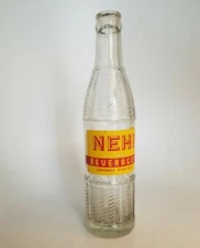 Vintage Nehi Beverage ACL 9 oz Soda Embossed Bottle Sacramento California