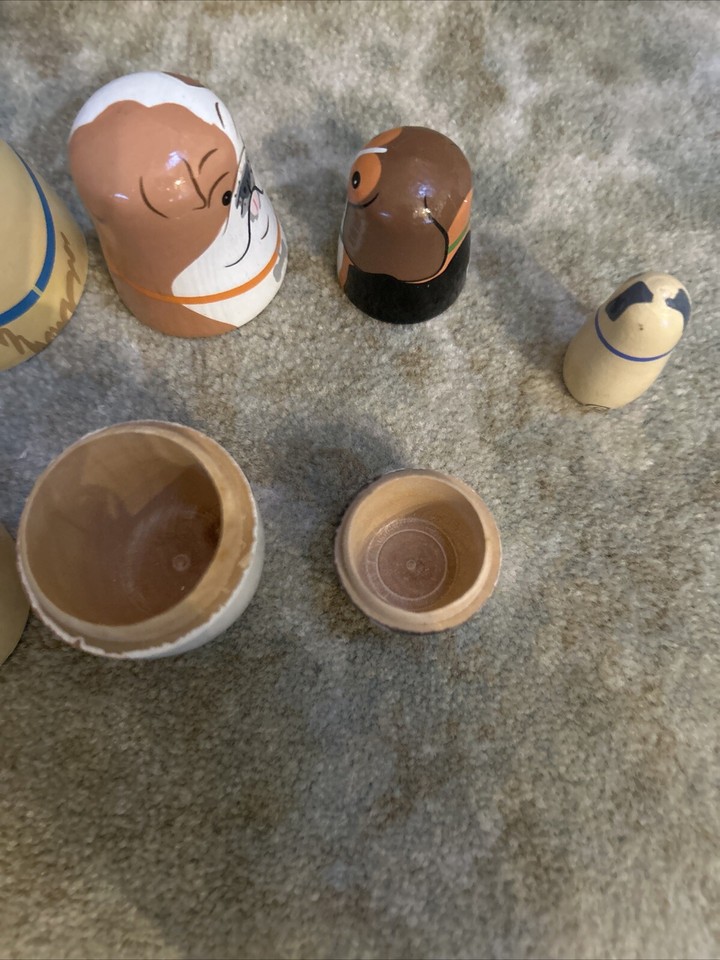 5 Pcs Dog Wooden Nesting Dolls Pug Beagle Bulldog Retriever St Bernard