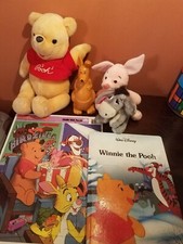 Lot Of Winnie The Pooh Items Book Plush Puzzle Stuffed Animal Piglet EeyorDisney