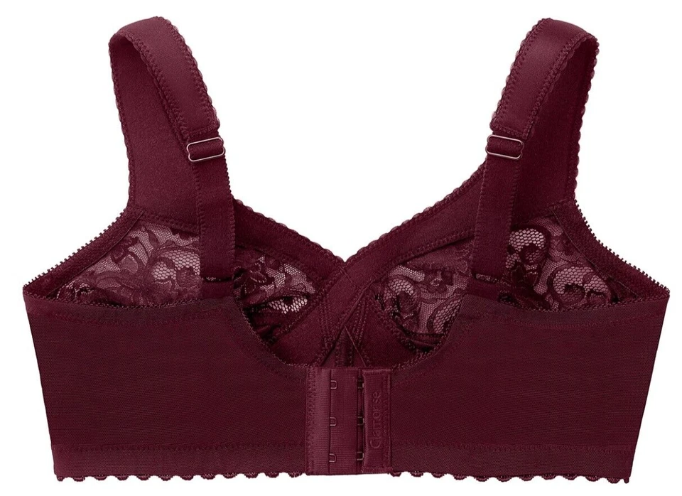 Glamorise MAGIC LIFT Best Plus-Size Burgundy Bra Lace-Cups X~WIDE~STRAPS NEW 52G - Image 2 of 4