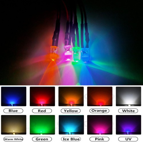 100 PIEZAS 3mm 5mm redondo diodo led 20cm precableado DC5V 12V 24V Rojo Verde Blanco Lámpara - Imagen 4 de 12