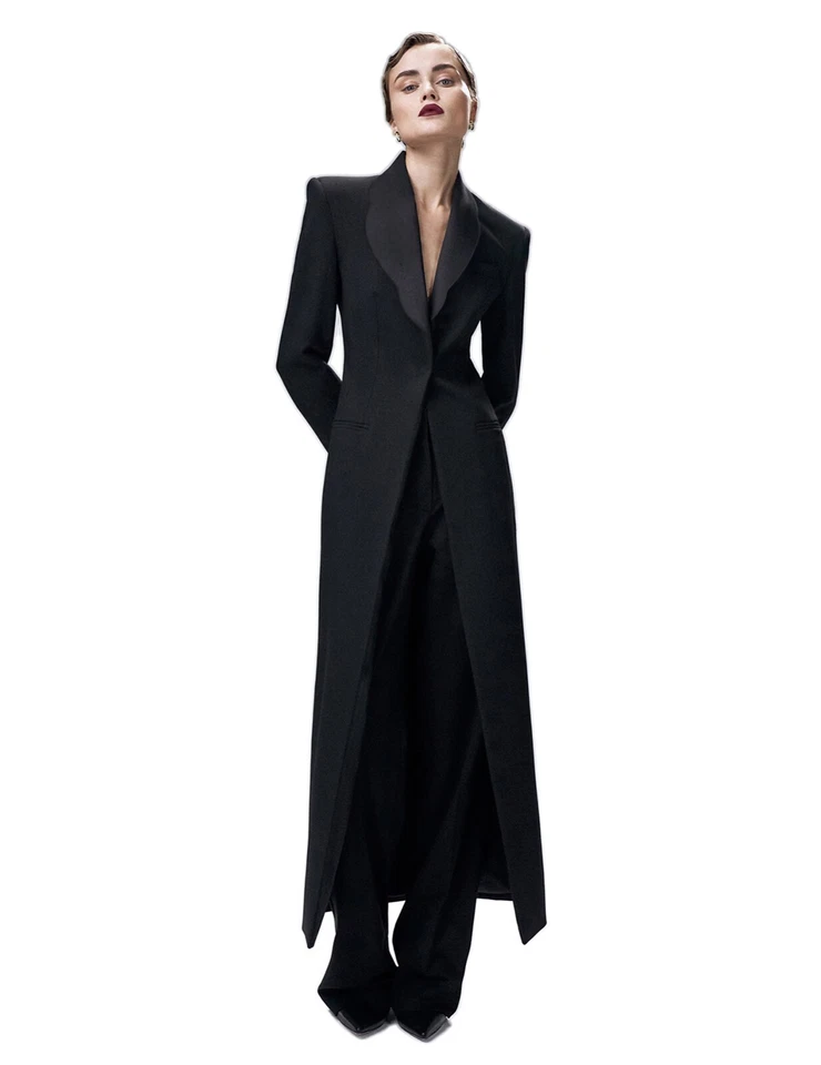 Fashion Women Suit Sets Slim Fit Long Jacket Pants 2pcs Cocktail Single Breasted - Image 3 of 4